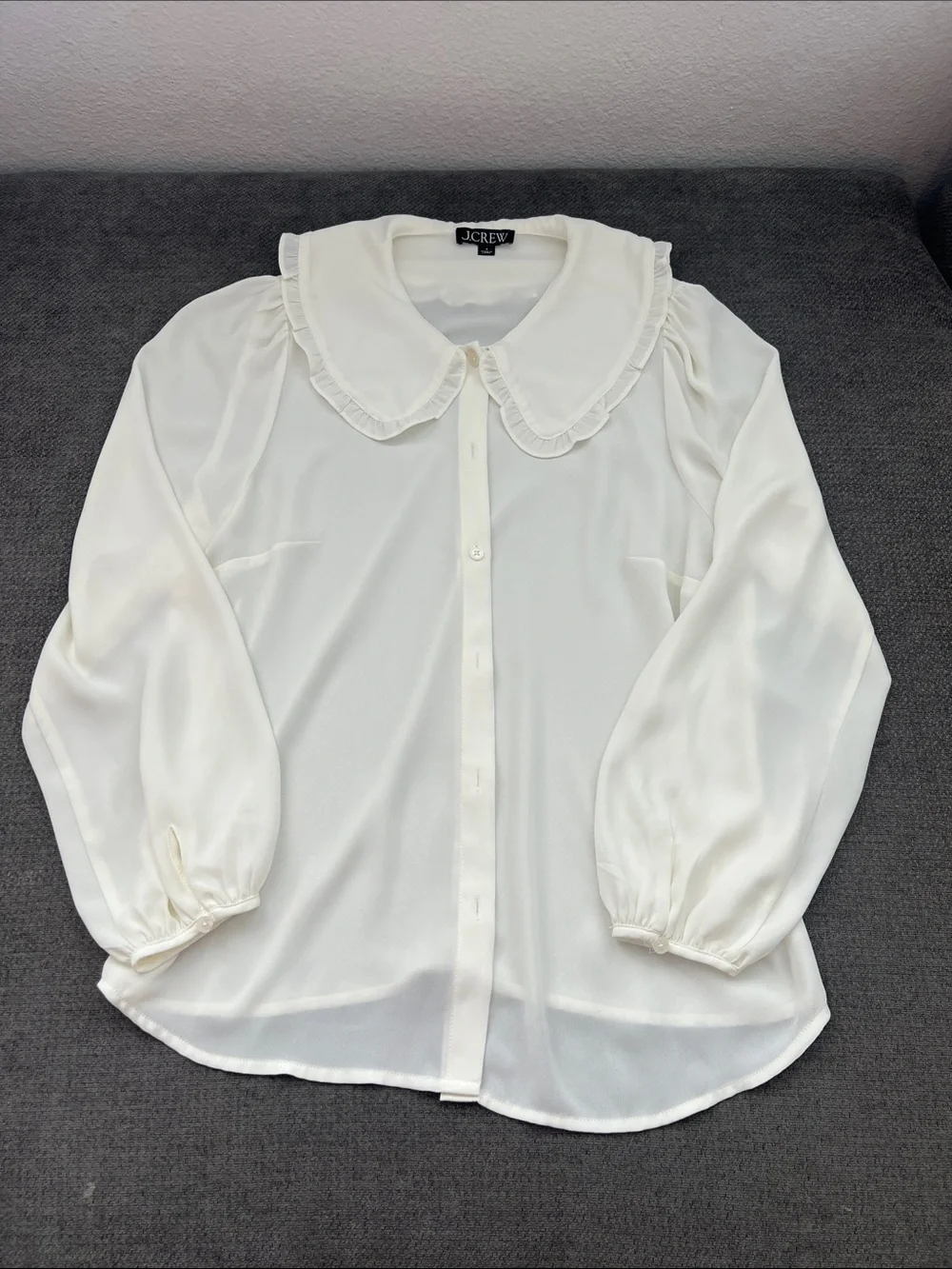 J. Crew Cream Ruffle Peter Pan Collar Blouse